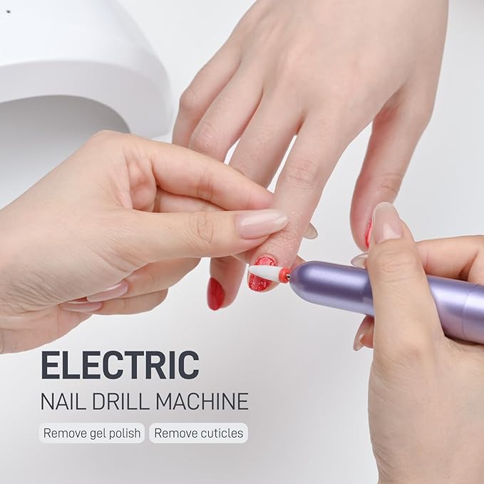 GAOY Electric Nail Drill for Acrylic and Gel, USB Electric Nail File, Portable Efile with Drill Bits, Manicure Pedicure Tools for Home Salon, Purple