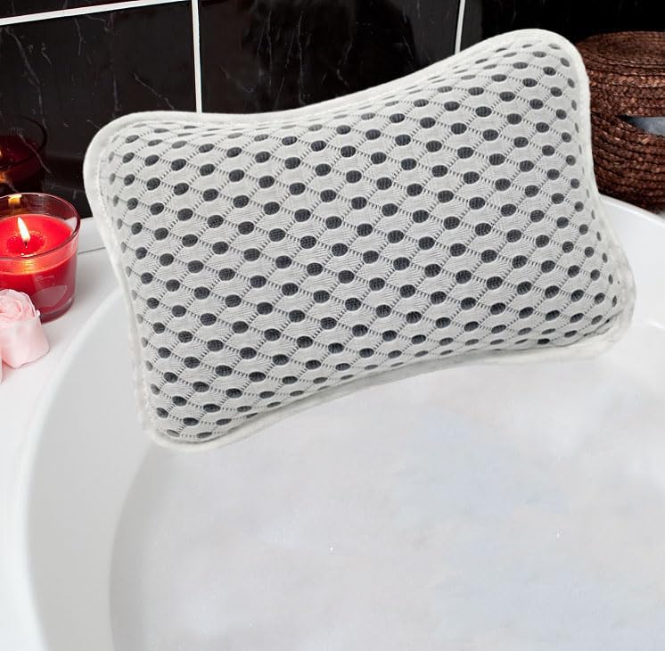 Bath Pillows for tub,Home Spa Pillows for Bathtub, Hot Tub,Head and Neck Support with 2 Strong Suction Cups,Grey by Rasenoo