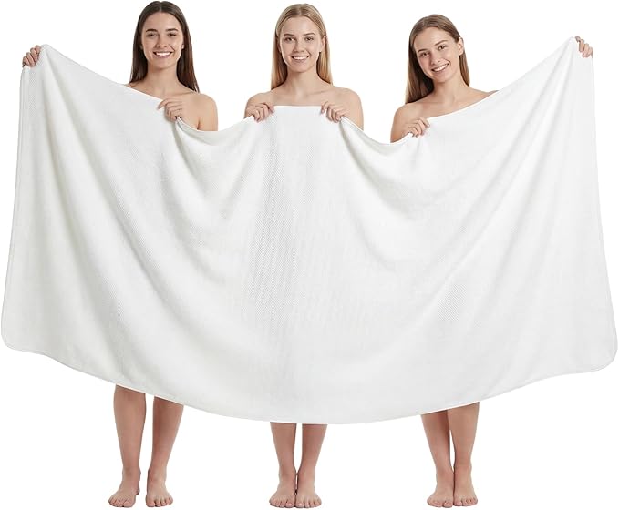 REDKISS Pack of 1 Jumbo Bath Sheet, 40 x 80 Inches Microfiber Oversized Bath Towel for Bathroom, Extra Large & Lightweight, Quick-Dry, Super Soft & Highly Absorbent, Perfect to Wrap Yourself In, White