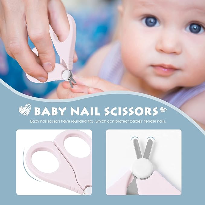 Baby Nail Clippers Set with Cute Case, Infant Fingernail and Toenail File Kit for Newborn Manicure and Pedicure, New Mom Grooming Gift