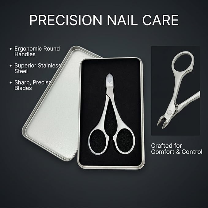 Cuticle Trimmer Nipper, Stainless Steel Cuticle Clipper with Round Comfort Grip & Sharp Blade - Easy for Home Manicure Pedicure, Beginner-Friendly Nail Care Tool with Protective Cover