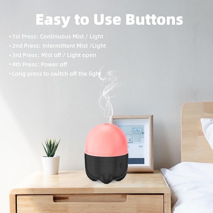 SEEDSEEL 150ML Cordless Essential Oil Diffuser, Rechargeable Battery Powered with 7-Hour Runtime,7-Color LED Lights Portable Aromatherapy Diffuser for Bathroom,Bedroom, Office, Outdoor
