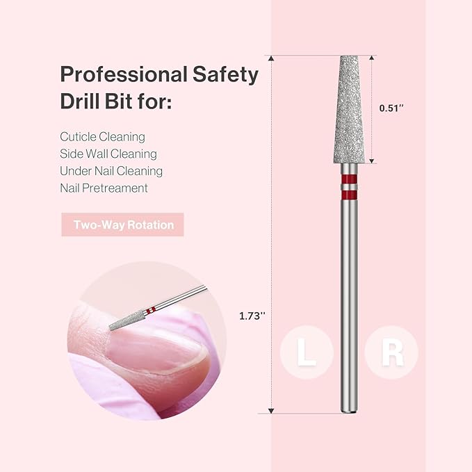 MelodySusie 4mm Long Tapered Barrel Cuticle Clean Nail Drill Bit 3/32'', Professional Safety Carbide Diamond Under Nail Cleaner for Cuticle Dead Skin Nail Prepare, Beginners Bits, Series Bit-S, Fine