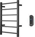 Heated Towel Racks for Bathroom, Wall Mounted Electric Towel Warmer Racks with Timer & Temperature Control, 6 Bar Stainless Steel Towel Heater for Bathroom, Matte Black, Plug-in