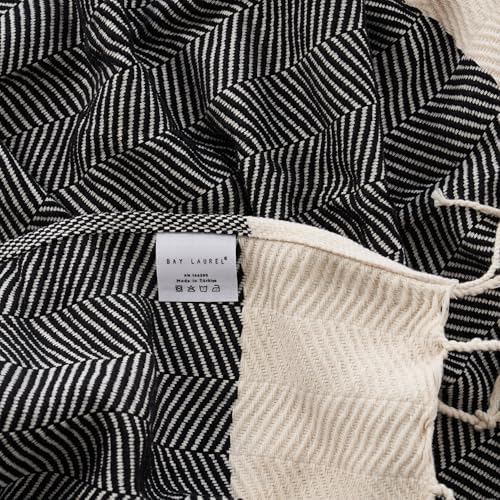 BAY LAUREL Turkish Hand Towel – Pack of 2 | Soft & Absorbent Decorative Towels for Bathroom, Hand, Face, Hair, Gym, Yoga, SPA, Kitchen & Tea | Boho Decor (Black, Herringbone 16x40 Inches (Set of 2) - Image 2