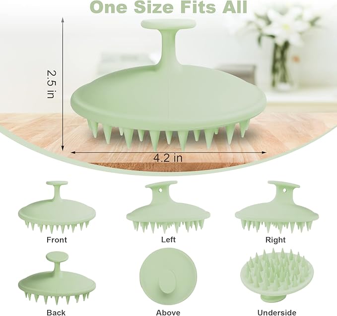 Meartchy Silicone Scalp Massager Shampoo Brush, Scalp Scrubber for Hair Growth (Grass Green)
