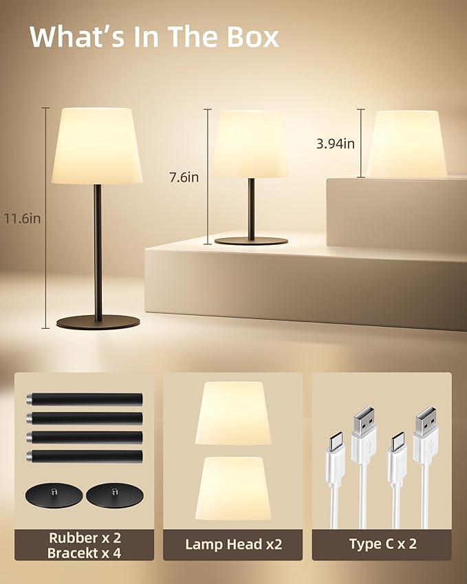 EZVALO Spa-Like Shower Lamp – IP65 Waterproof Bathroom Lamp, Rechargeable Cordless Mood Light, 3 Color Temps for Relaxing Bathroom & Bathtub Experience 2 Pack (Black)