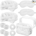 Hoteam 10 Pcs Spa Party Supplies Gift for Mother's Day Sleepover Party Favor Spa Headband Wristband Sleep Eye Mask Velvet Scrunchies for Skin Care Makeup Slumber Night Favor(White)