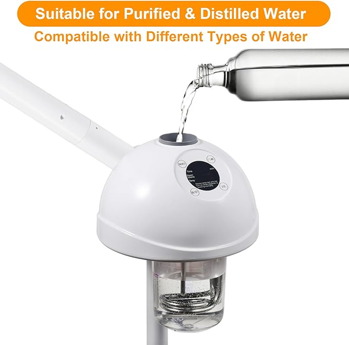 Professional Facial Steamer, Vaporizador Facial with Steam Adjustable & Timer, Movable Arm, Preheating Esthetician Steamer, Home Beauty Salon SPA