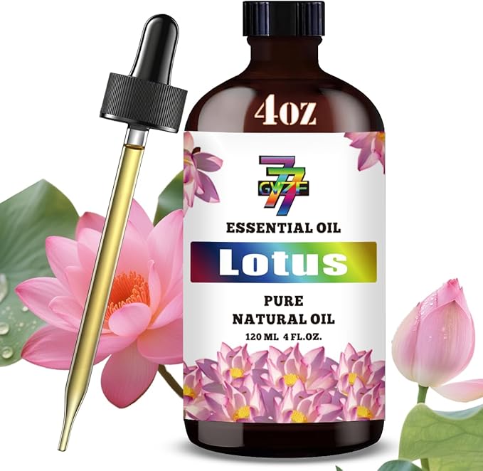 Lotus Essential Oil - GV77ZF Lotus Oils for Diffusers, Humidifiers, DIY Candles, Soap, Cleaning, Home, Office, Yoga, Massage, Gifts - 4 fl oz (120 ml)