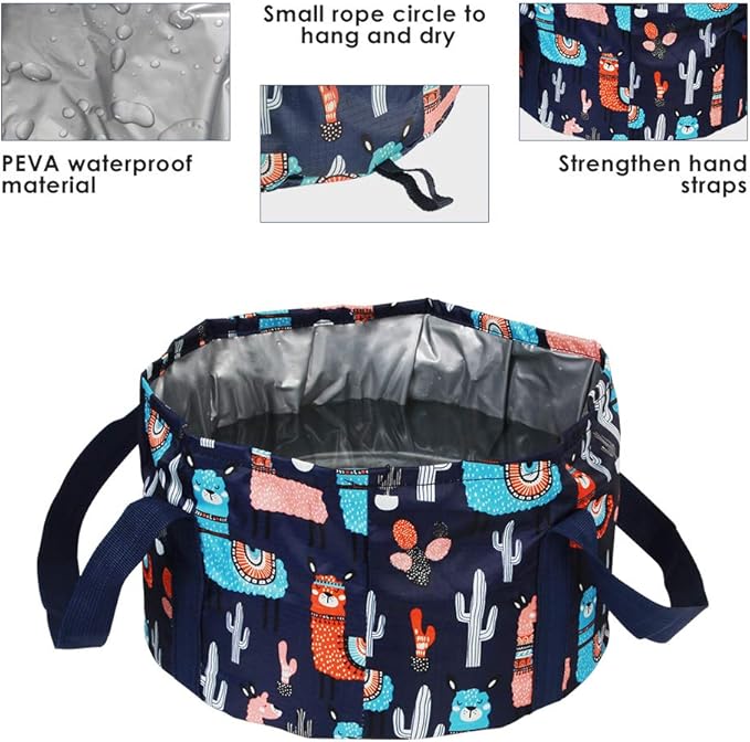 Collapsible Foot Bath Basin for Soaking Feet, Portable Foot Bath Tub Bag with Handles, for Adults and Kids, Pedicure Foot Spa Bucket for Outdoor Washing Camping Travel