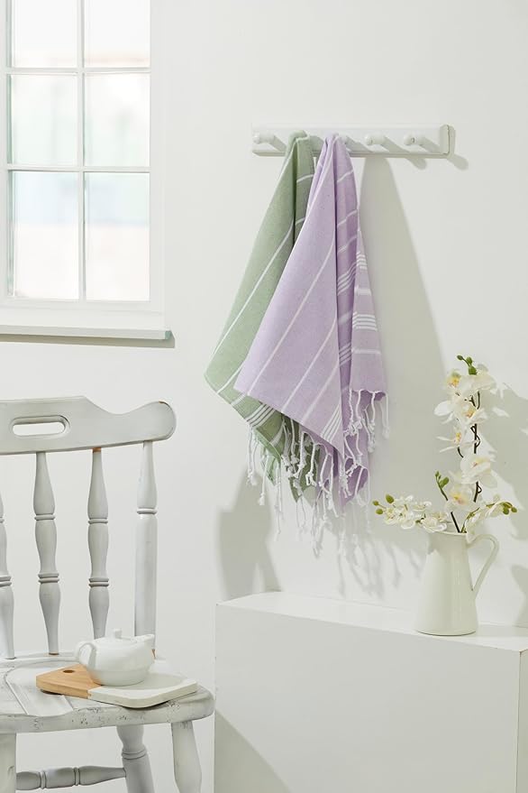 Hand Towels - Set of 2, 18" x 30" inches, Thin Light Compact Travel Towels, Cotton Turkish Hand Towels for Bathroom, Kitchen, Gym Towels (Apple Green)