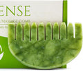 Gua Sha Comb - Moon Shape, Natural Jade Stone Scalp Massager for Head Hair Caring, Jade Guasha Scraping Massage Therapy Tool for Full Body Relax, Meridian Pressure Massager