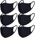 FECEDY 6pcs/Pack Black Mask Windproof Dustproof Masks Breathable Reusable Washed for Outdoor Sport Half Face Earloop Cotton Masks