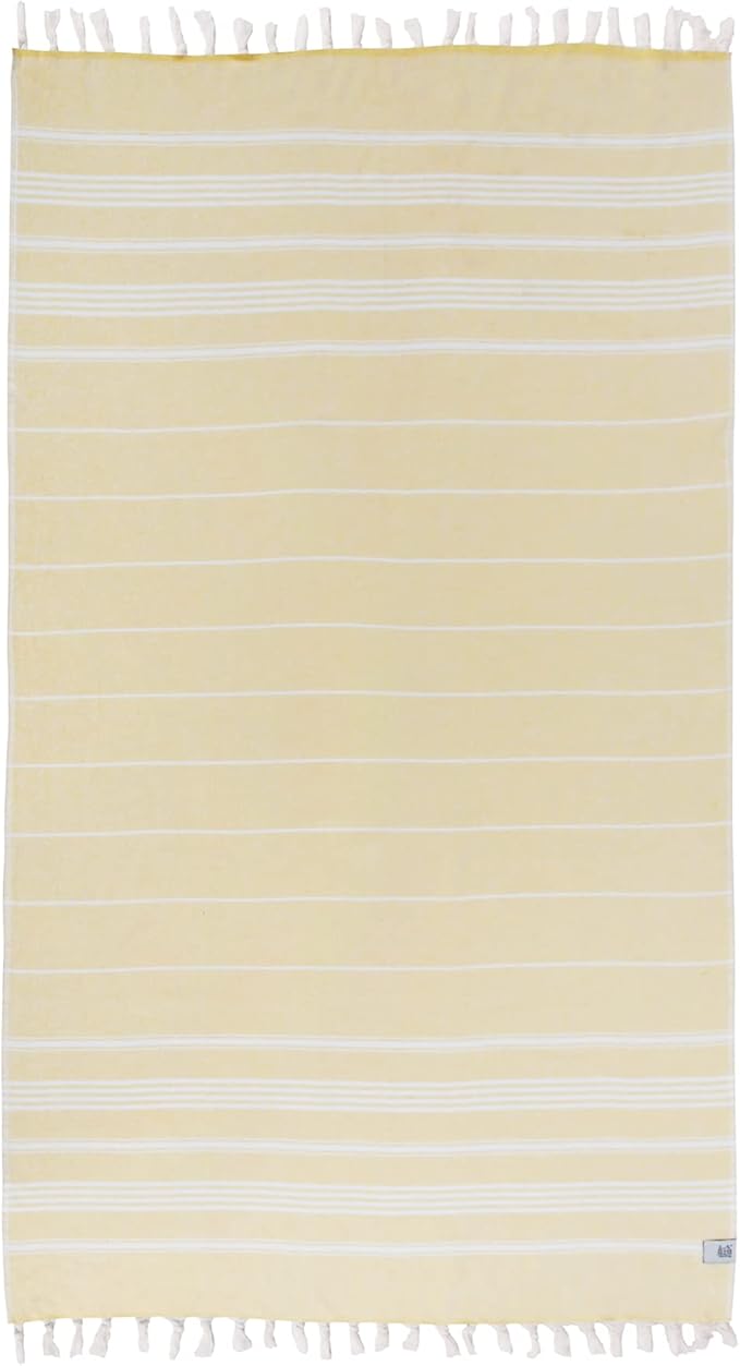 Beach Towel | Cotton Beach Towels, Easy to Carry, Sand Free, Highly Absorbent, Quick Dry, Turkish Towels for Travel Camping Bath Sauna Beach Gym Fitness Pool Yoga SPA by Lahammam, Asena, Yellow