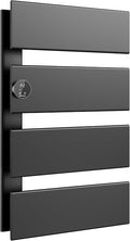 K&KALONZO Electric Towel Warmer, 18.35" W x 31" H Wall-Mounted Towel Heater with Built-in Timer, Waterproof Aluminum Towel Warmer for Bathroom, Support Plug-in and Hardwired, Black, K4-L-B