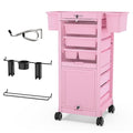 TASALON Pink Lockable Salon Cart with Wheels, Beauty Salon Station Trolley with 6 Drawers & Heat-Resistant Tool Holders, Rolling Barber Organizer for Hair Stylist, Spa & Tattoo Studio