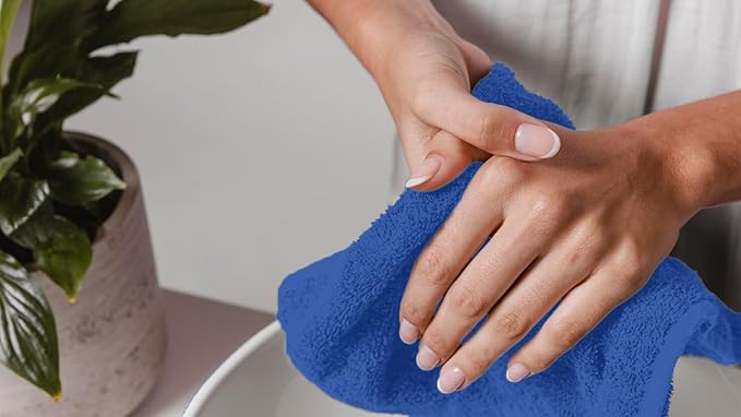 Avalon Towels Cotton Washcloths – (Pack of 36) Size 12x12 Inches, 100% Ring Spun Cotton, Soft & Absorbent Face Towels, Gym Towels, Hotel and Spa Quality, Reusable Fingertip Towels (Blue)