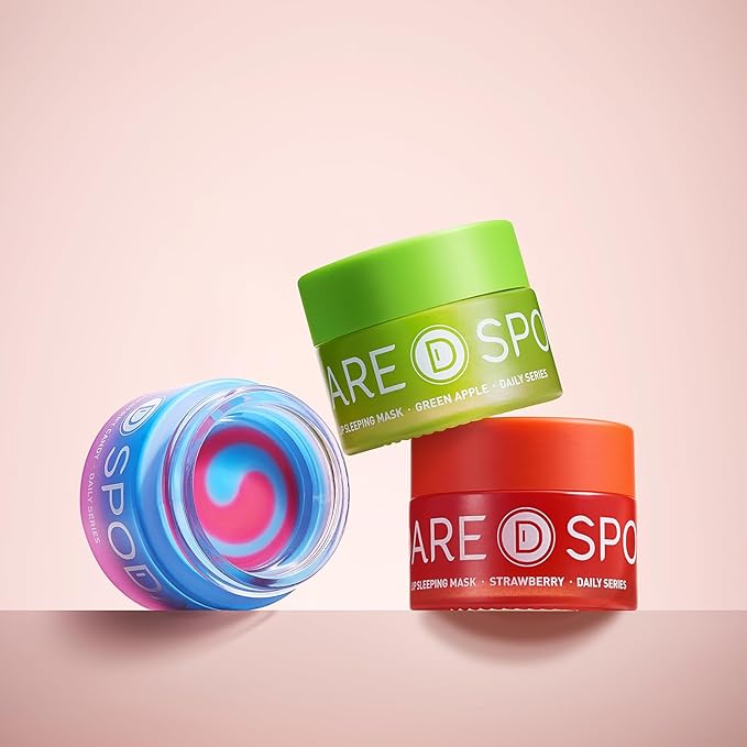 SPODARE Sleeping Lip Mask Strawberry - Overnight Lip Treatment, Lip Care Hydration, Repair for Dry Cracked Lips, Vitamin C, Soft and Nourished Lips Overnight, Christmas, with Shea Butter - 20g