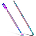 2PCS Metal Cuticle Pusher and Scraper (Chameleon/Rainbow), Colorful Nail Trimmer Cutter Stainless Steel Gel Scraper Tool, Polish Remover Peeler Salon Manicure Cleaner for Fingernail and Toenail