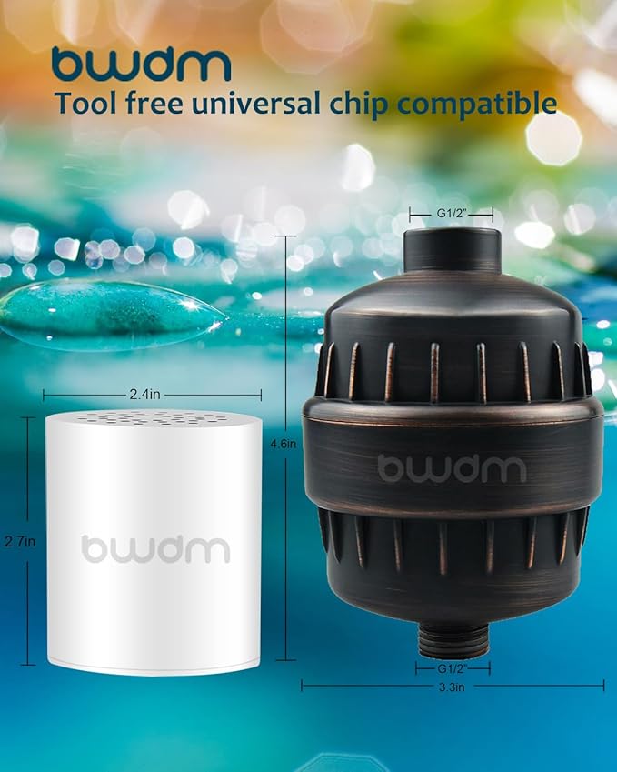 Shower Filter,Hard Water filter Shower Head Filter 15 Stage Cartridge Remove Chlorine Heavy Metals and Other Sediments,Vitamin C Water Softener Reduces Dry Itchy Skin,Dandruff BWDM(Oil-Rubbed Bronze)