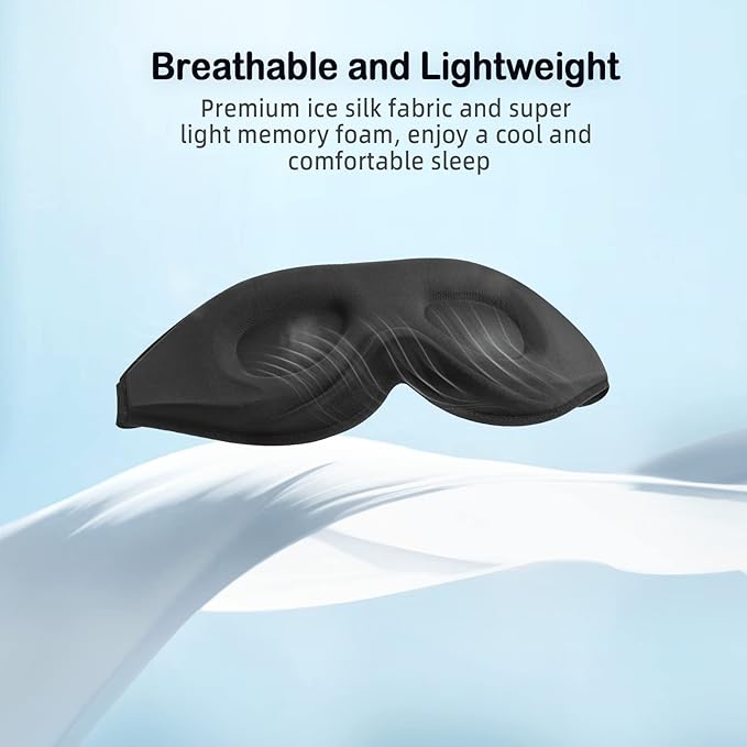 LitBear Sleep Masks, Light Blocking Eye Mask Sleeping for Women Men Side Sleeper, Soft 3D Comfortable Sleeping Mask with Adjustable Elastic Strap for Travel