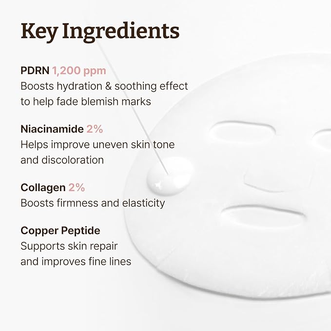 Dr.Reju-All Advanced PDRN Rejuvenating Mask - Face & Neck Korean Sheet Mask with 1,200 ppm PDRN, Collagen & Copper Peptides - Hydrating & Soothing, Skin Repair (1.2 Fl Oz x 4EA)