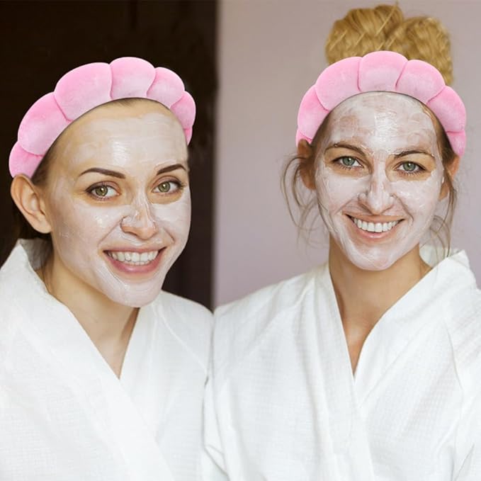 SPA Headbands for Washing Face Makeup Scrunchies Hair Tie Hair Band Women Facial Head Band Wrist Towel Wraps For Shower Face Mask Pink, 6 Pack