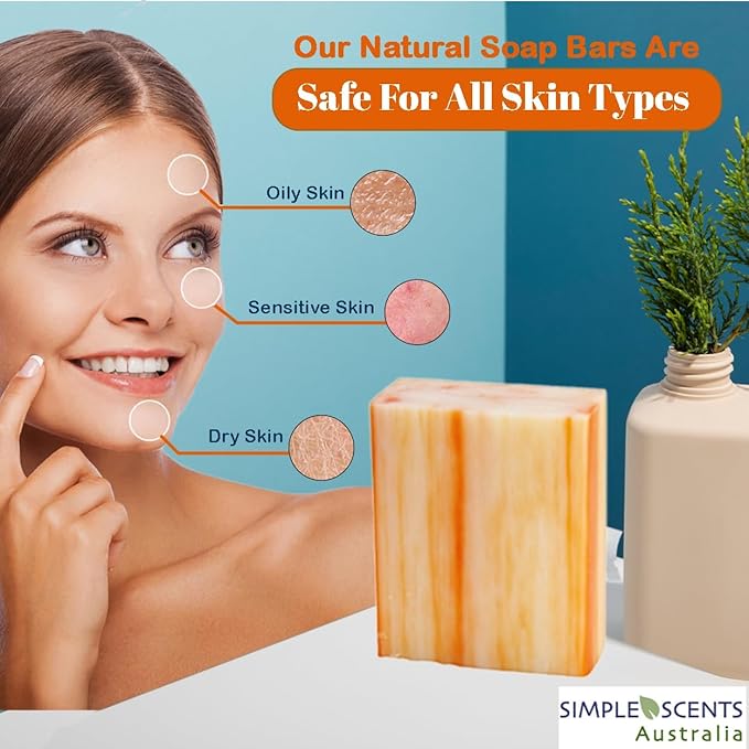 Simple Scents Australia Orange Zest Scented Natural Soap Bars (5 Bars), 3.5oz Moisturizing French Triple Milled Soap Bars Enriched with Shea Butter - Pure Plant Oil Bath & Body