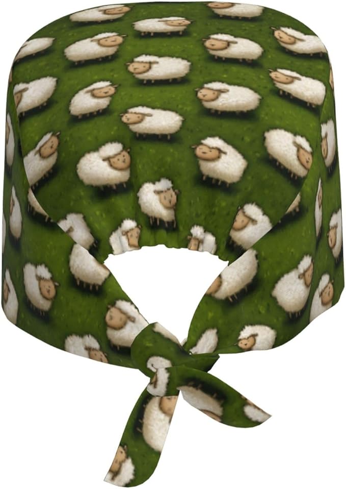 Alligator Ice Cream Working Cap, Scrub Cap with Sweatband, Adjustable Tie Back Hat Breathable Headgear for Women/Men