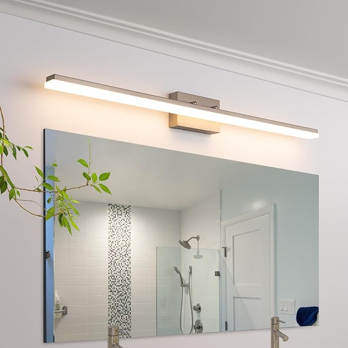 mirrea 48in Modern LED Vanity Light for Bathroom Lighting Dimmable 46w Brushed Nickel (Warm White 3000K)