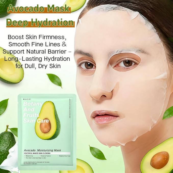 Hydrating Avocado Skincare Set 8 Pcs - Nicotinamide Face + Nourishing Lip + Moisturizing Hand & Foot | Botanical-Infused Restorative Care for Dry/Dehydrated Skin