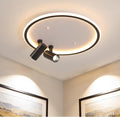 Shine LUEST Modern LED Bedroom Ceiling Light, 2 Adjustable Spotlights, Dimmable Round Close to Ceiling Lamp, Black White Minimalist Lighting for Living Room Bedroom Kitchen Dining Room