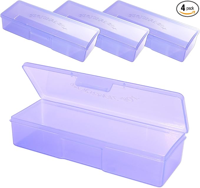 Beauticom Personal Box Storage Case for Professional Manicurist Nails Pedicure (Large Size) (4 Pieces, PURPLE)