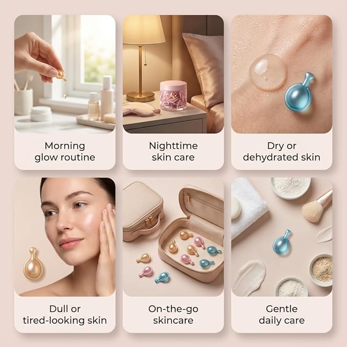 My Beauty Spot Facial Serum Capsules 3 Pack 90pcs Vitamin C Serum, Hylunaric Acid Serum, Collagen Serum for Face Anti Aging Anti Wrinkle Serum for Fine Lines