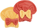 2Pcs Microfiber Hair Towel Wrap for Women Hair Drying Cap Hair Plopping Cap Hair Drying Towel Wrap Head Towels Wrap for Women Curly Hair (Red and Yellow)