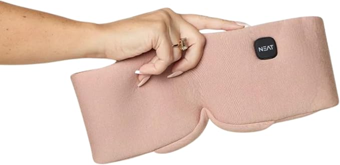 Heated Eye Mask - Cordless Eye Mask for Dry & Tired Eyes - 4 Adjustable Temperature Settings - Rechargeable and Light Blocking, Washable Cover for Cleaning (Sunset Rose)