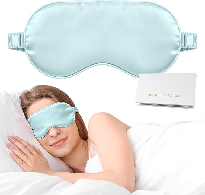 Silk Sleep Mask,Eye Mask for Sleep Women Men,Mulberry Sleeping Mask with Adjustable Strap,Blindfold Blackout Eye Mask for Travel and Full Night's Sleep,Nap