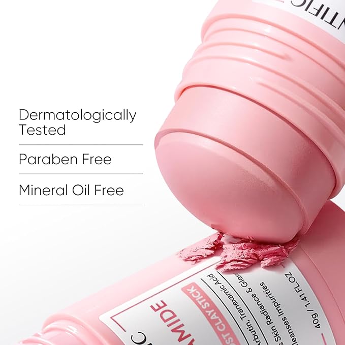 SKINTIFIC Niacinamide Bright Boost Face Mask Stick, Brightening & Pore-Blurring Mask Stick with Pink Sea Salt, Arbutin & Tranexamic Acid, Gentle Exfoliating, Non-Drying, Skincare Facial Mask