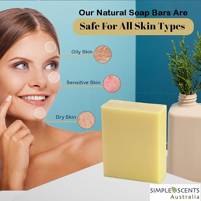 Simple Scents Australia Honeysuckle Scented Natural Soap Bars (5 Bars), 3.5oz Moisturizing French Triple Milled Soap Bars Enriched with Shea Butter - Pure Plant Oil Bath & Body
