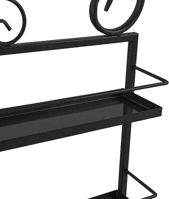 5 Tiers Wall-Mounted Nail Polish Storage Rack,Nail Polish Bottle Holder, 200 Bottles Organizer Shelf, with Lipstick Perfume Shelf for Home Spa Nail Salon Shop(Black)