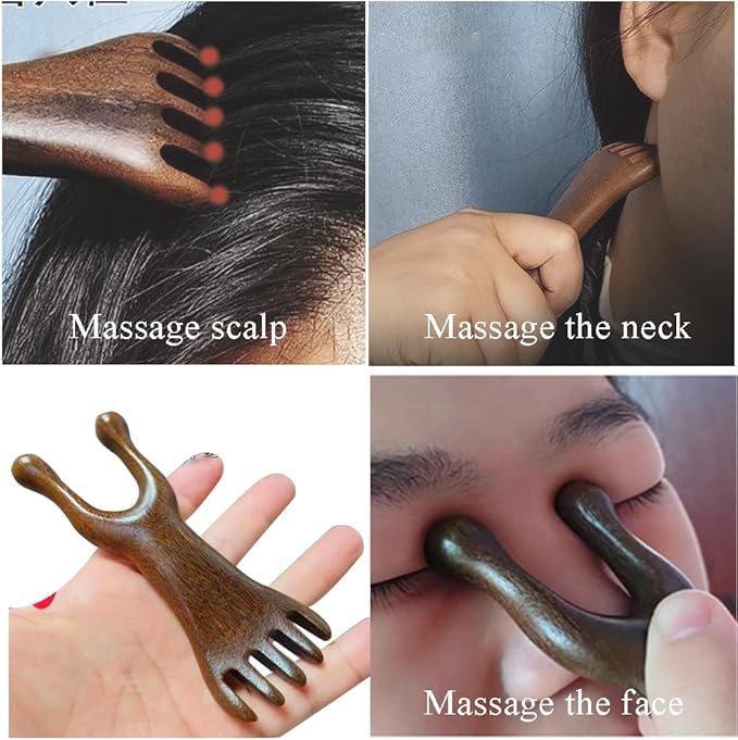OULIGET Natural Wooden Nose Guasha Massage Tools Anti-Static, Eyes Facial Wood Gua Sha Tool,face Manual Massager Tool, Multifunctional Handheld Meridians Acupoint Massage Tool,1 Pieces