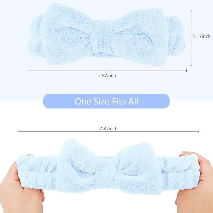 8 Pack Spa Headband for Washing Face Stocking Stuffers Skincare Headbands Bulk for Women Girls Soft Coral Fleece Hairband Cute Bow Headbands for Washing Face Makeup