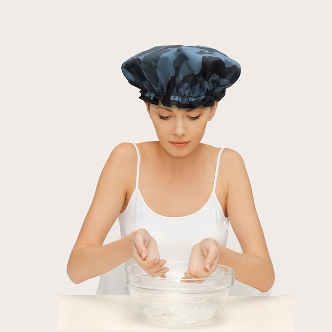 Shower Cap for Women Men Shower Hat Waterproof-Double Layer-Reusable Elastic Bath Caps for Boys Girls Hair Cap for Shower