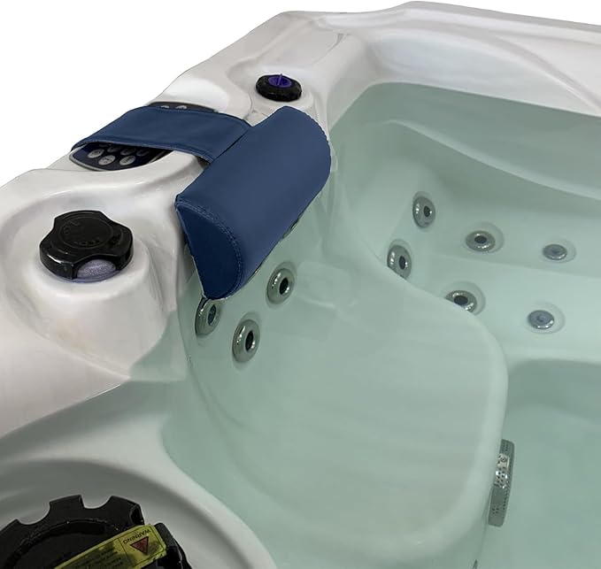 Poolzilla Universal Blue Spa Pillow, Made of Soft Foam for Outdoor Hot Tubs and Chaise lounges - Adjustable Headrest and Weighted that Fits Any Spa