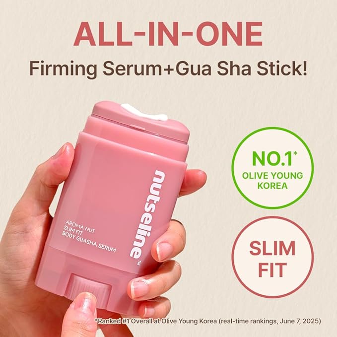 Nutseline Slim Fit Gua Sha Serum – Korean Beauty Firming & Contouring Body Serum with Aromatherapy & Nut Extracts – Lightweight Lotion Texture for Sculpted Skin from Jawline to Calves – 60ml