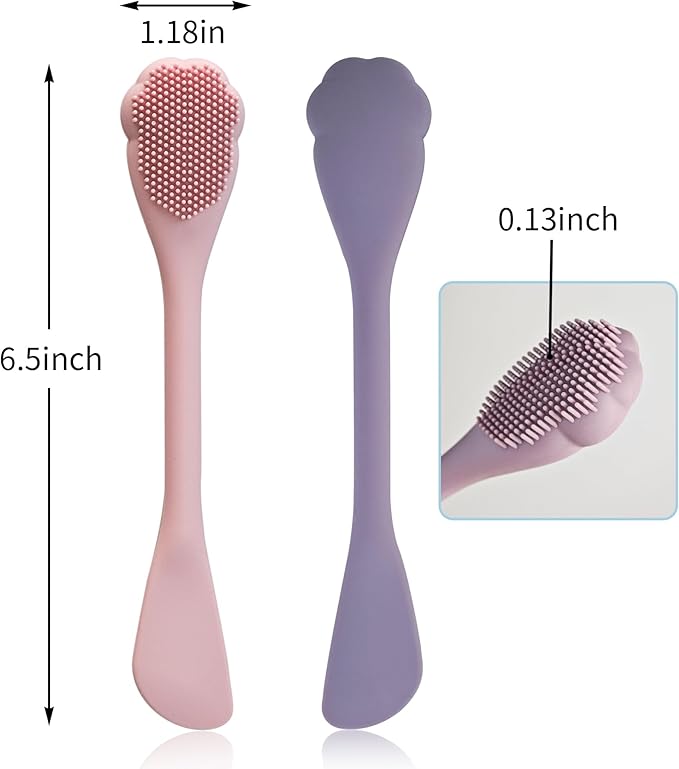 2 Pack Facial Cleansing Brush Set, 2-in-1 Cat Paw Silicone Face Scrubber. Used for Exfoliation, Massagem, Blackhead Removal, and Boby Lotion Application, Cleansing Skincare Tool