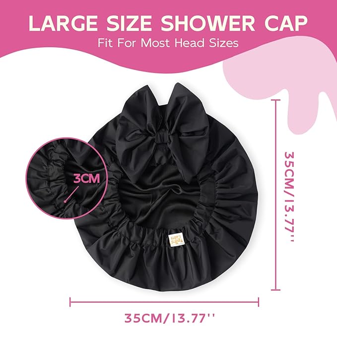 Years Calm Extra Large Shower Cap for Long Thick Hair – Waterproof Double Layer Bath Cap with Satin Lining, Secure Elastic Fit for Braids, Curls & Extensions