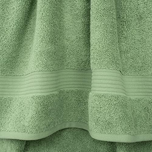 Cotton Paradise Towel Set of 6, 2 Bath Towels, 2 Hand Towels and 2 Washcloths Towels for Bathroom Sets, Green - Image 2
