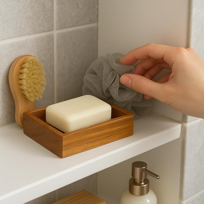 Creative Home 63068 Acacia Bath Rectangular Soap Dish, Soap Tray, Holder